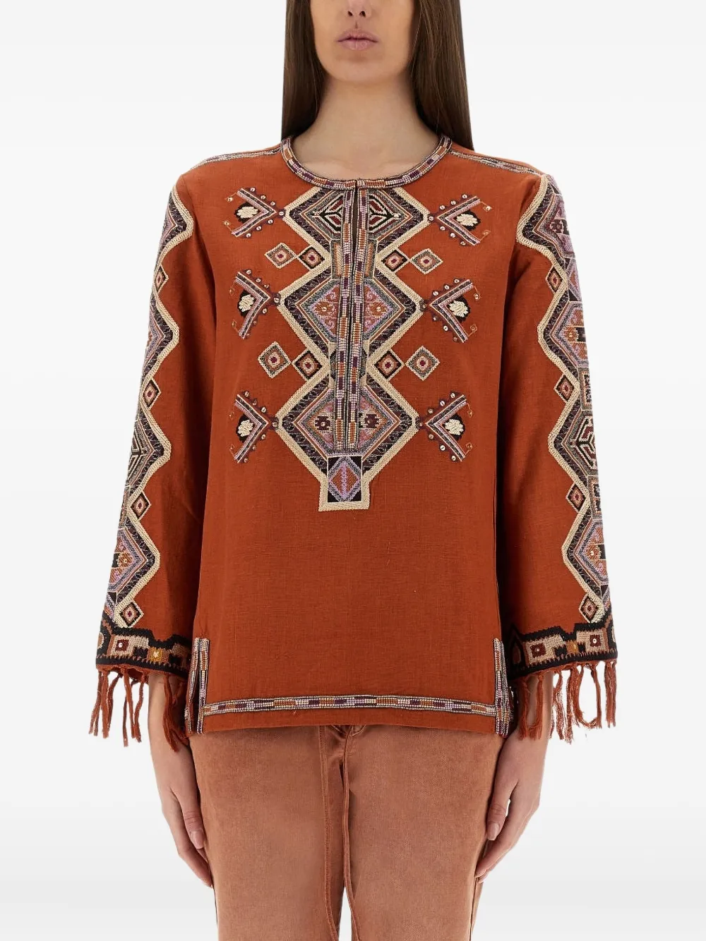 

Топ с вышитой бахромой Zelda ISABEL MARANT, коричневый