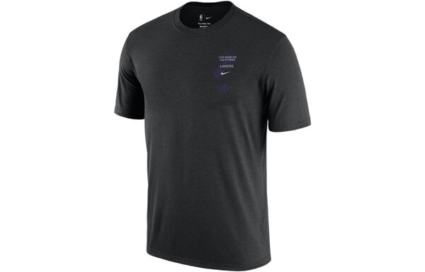 Футболка Nike x NBA Crossover Los Angeles Lakers Courtside Pattern Printing Round Neck Short Sleeve Black, мультиколор — фото 2