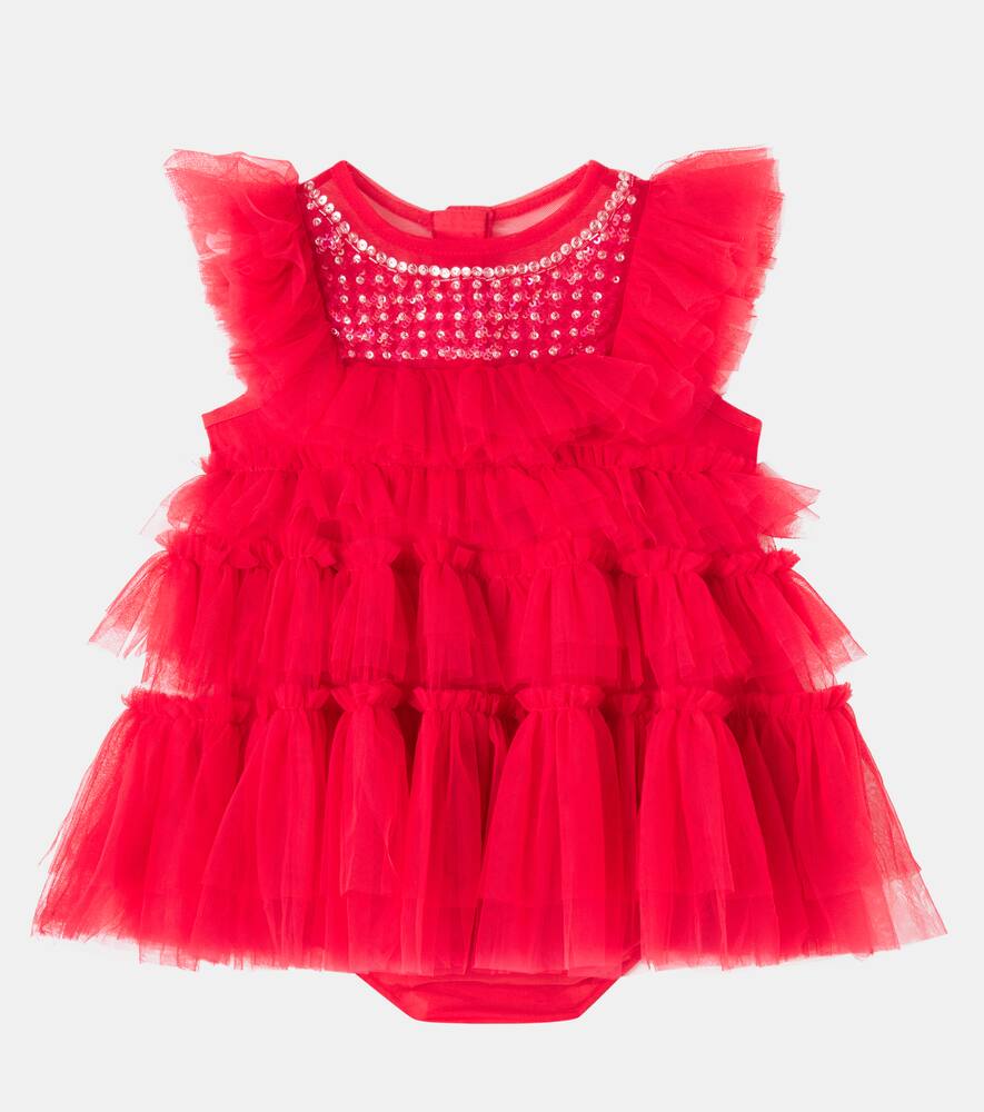 Комплект платье и панталончики Baby Rococo с декоративными элементами Tutu Du Monde, Red Velvet — фото 2