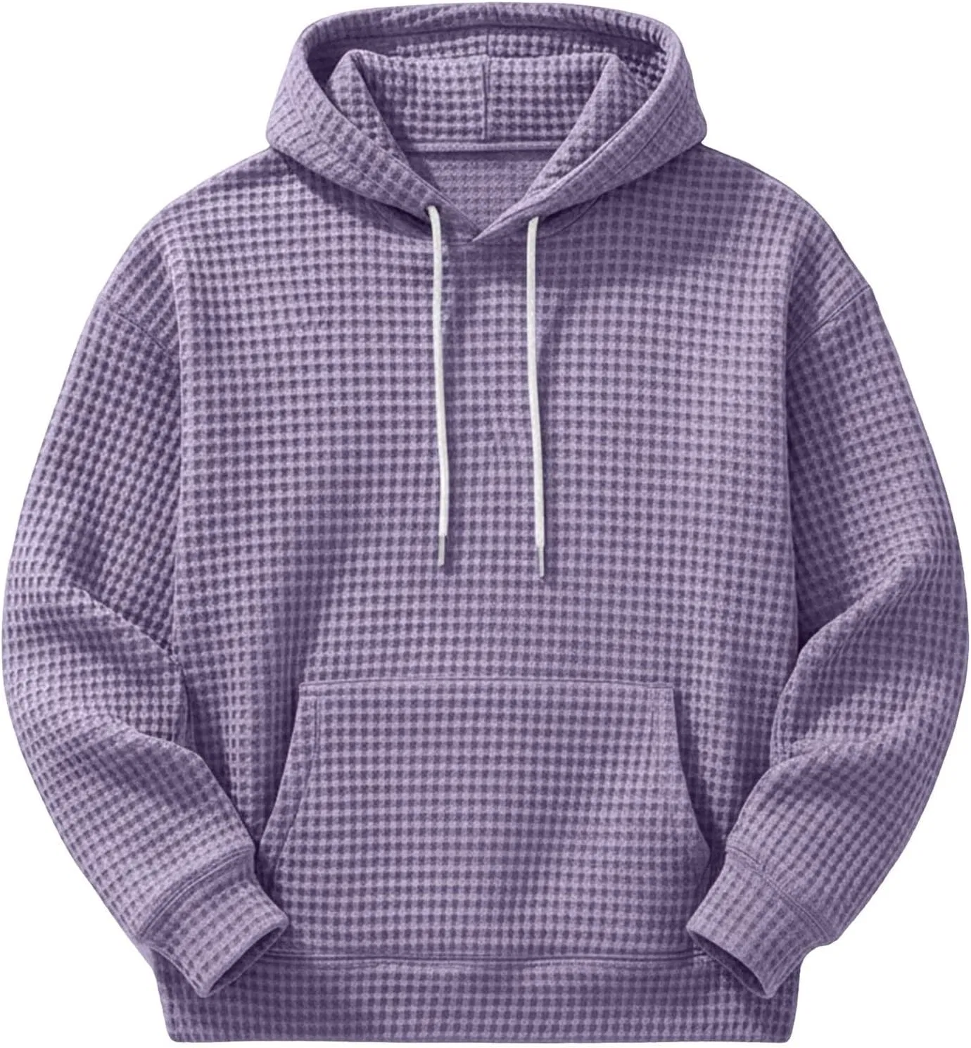 Толстовка мужская с капюшоном на молнии, вафельная ткань, Light Violet — фото 4