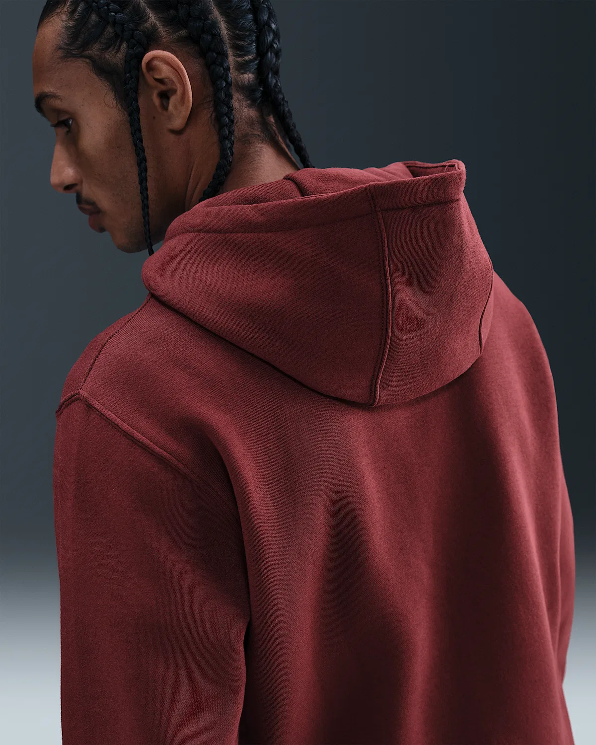 Мужская флисовая кофта на молнии Nike Club, Dark Team Red/Dark Team Red/White — фото 2