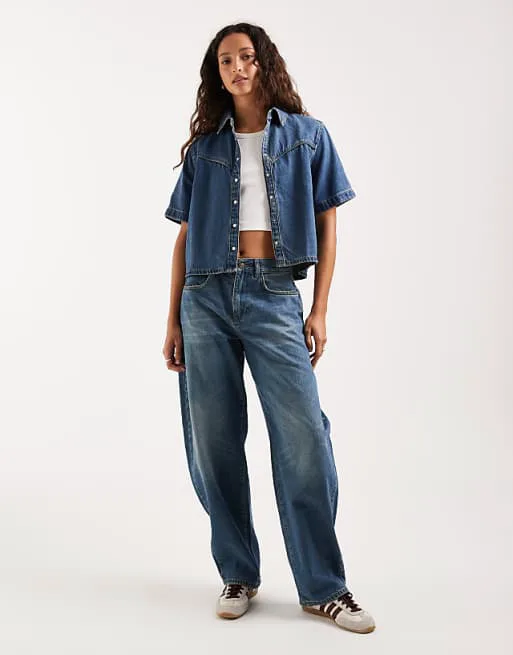 Голубая джинсовая рубашка свободного кроя Levi's Logan — фото 2