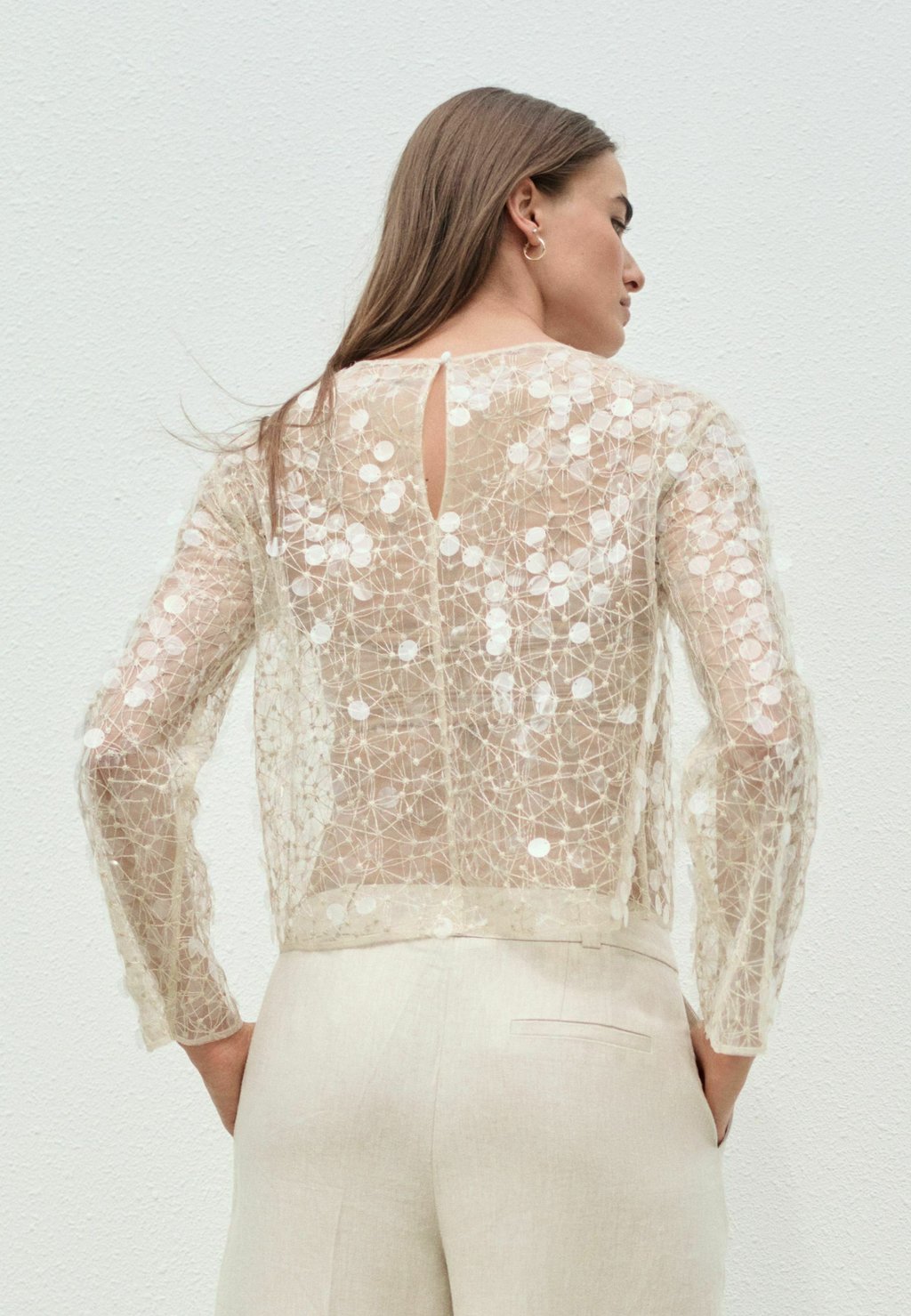 Блуза REGULAR FIT SHEER SEQUIN LONG SLEEVE Next, бежевый — фото 2