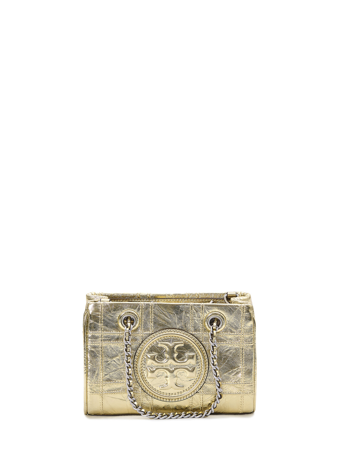 

Сумка-тоут Tory Burch Fleming Soft Metallic Quilt Mini Chain, золотой