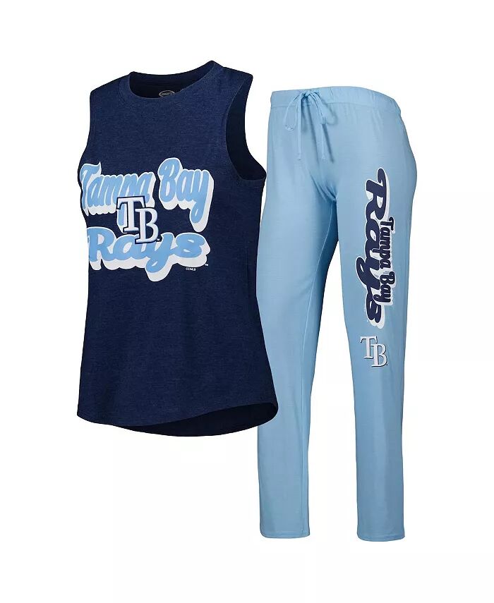 

Женский светло-голубой, темно-синий комплект для сна с надписью Tampa Bay Rays Meter Muscle, майка и штаны Concepts Sport
