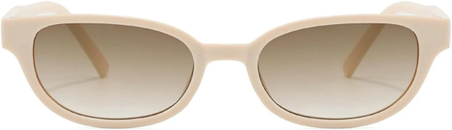 

Ретро-солнцезащитные очки полуовальной формы для женщин и мужчин, модные, маленькие, в стиле 90-х, винтажная узкая прямоугольная оправа mincl, Beige Brown