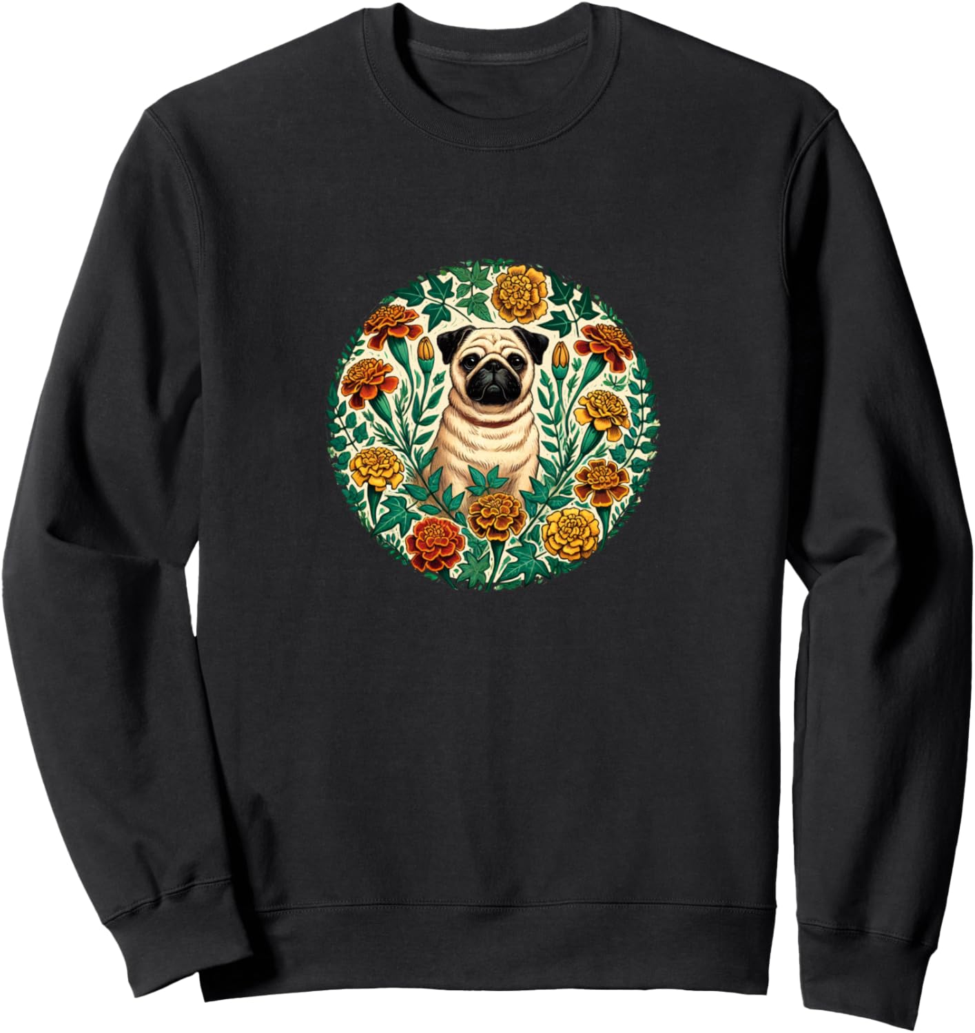 

Иллюстрация мопса Мариголд Толстовка с изображением мопса Pugs Lover Bubb, черный
