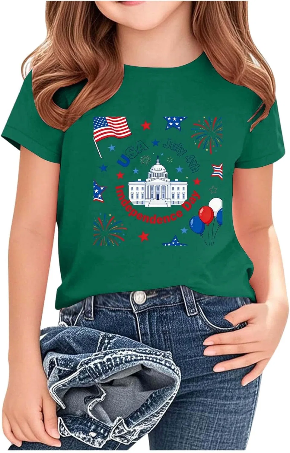 Футболка с коротким рукавом American Flag, Zzalalana, армейский зеленый