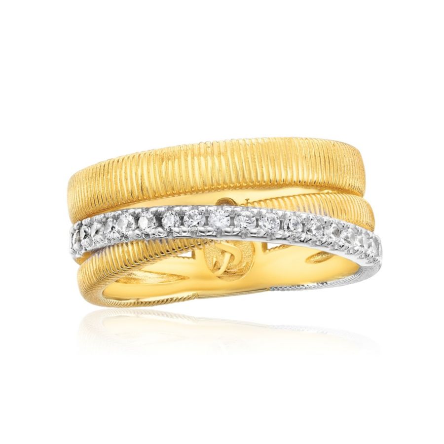 

Кольцо Suzy Levian Golden Helix из стерлингового серебра с кубическим цирконием в виде перекрывающихся катушек Suzy Levian New York, Golden