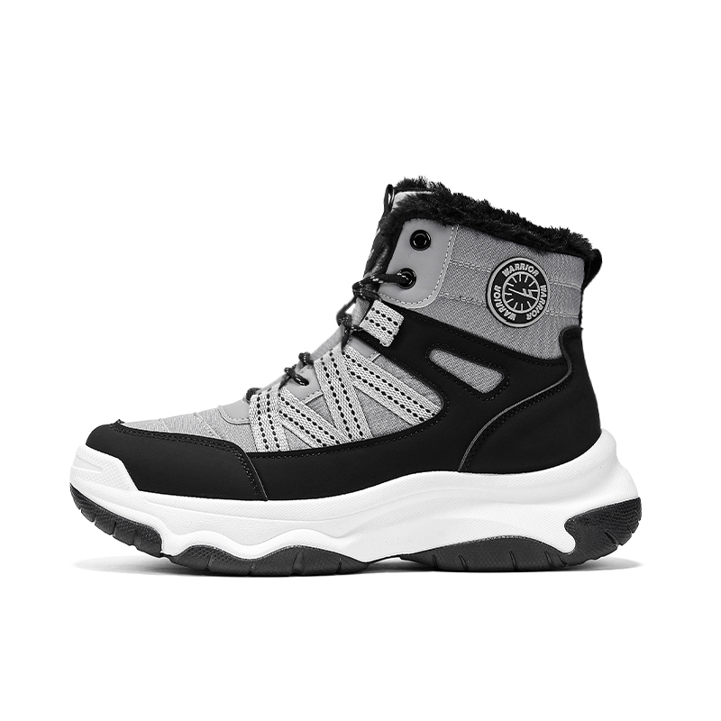 

WARRIOR Утепленные высокие противоскользящие снежные ботинки мужские black gray