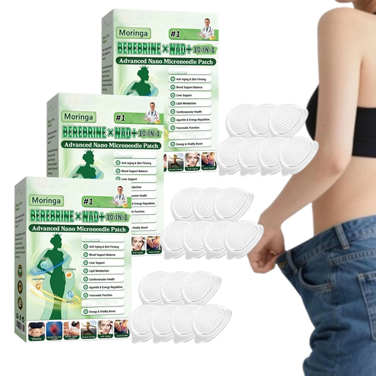 Нано-микроигольные патчи Pureluxo Moringa & Berberine 10-в-1 (3 упаковки) Sovtay, 3Boxes