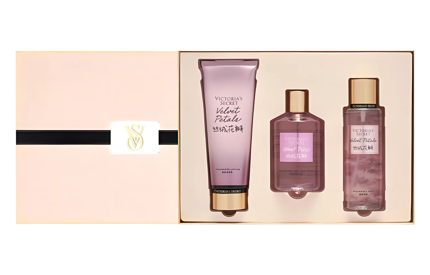 Набор для ухода за телом Velvet Petal Fragrance Box с успокаивающим эффектом для кожи Victoria's Secret, Velvet Petal Laundry & Care Set of 3 (Shower Gel+Body Lotion+Spray) — фото 4