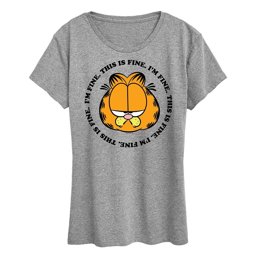 

Женская футболка с рисунком Garfield I’m Fine This Is Fine Licensed Character, цвет Heather Gray