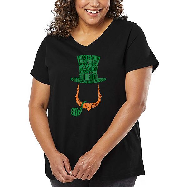 

Женская футболка plus size V-neck с принтом leprechaun La Pop Art, Black