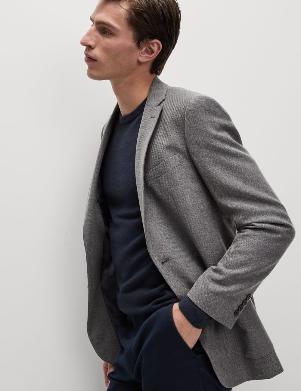 

Текстурированный блейзер Marks & Spencer, серый