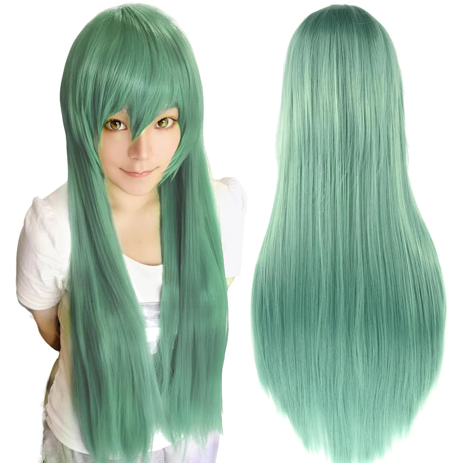 Длинный прямой парик IMISSU для косплея с челкой Imissu, Light Green