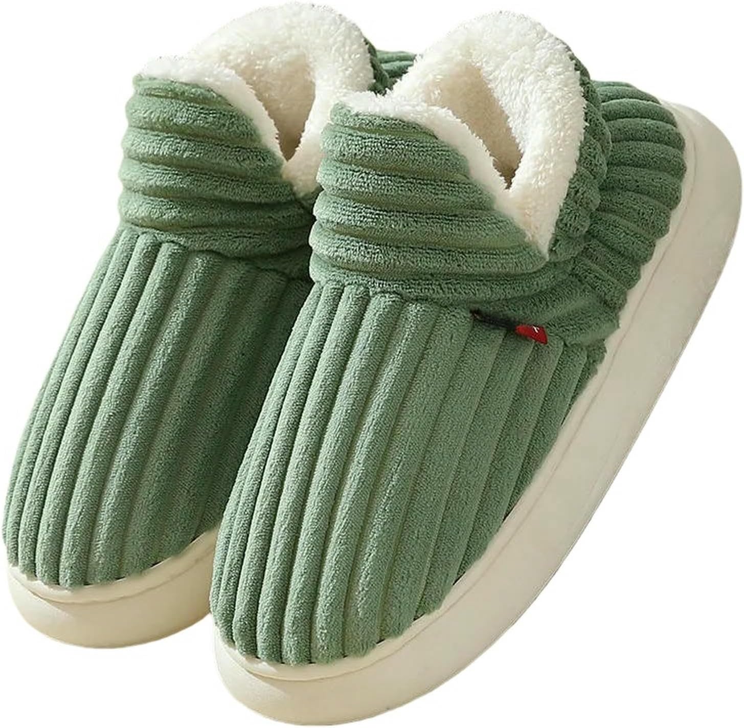 

Домашние хлопковые тапочки с мягкой подошвой, женские зимние плюшевые, мужские теплые хлопковые туфли Uebherv, зеленый