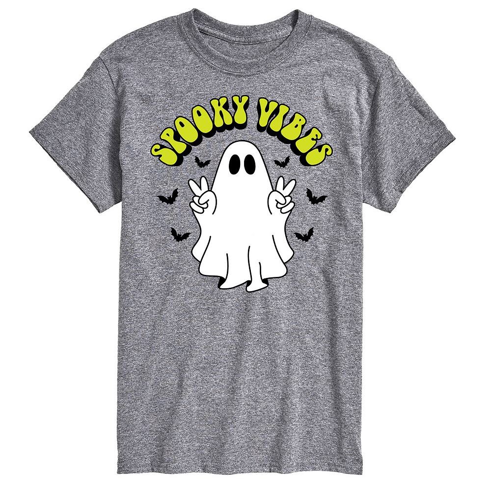 

Мужская футболка с рисунком Spooky Vibes Ghost Licensed Character, серый