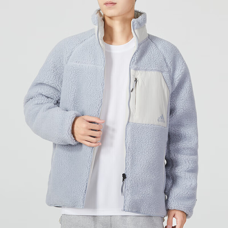 Бархатная куртка мужская синяя Adidas, синий — фото 2