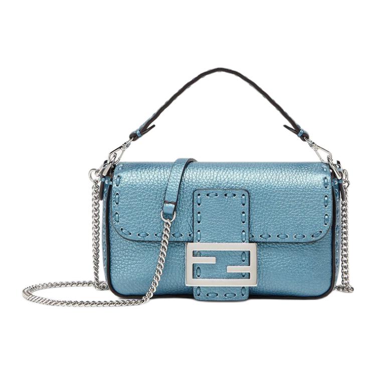 

FENDI Кожаная сумка через плечо Миниатюрная женская сумка Голубая сумка кроссбоди
