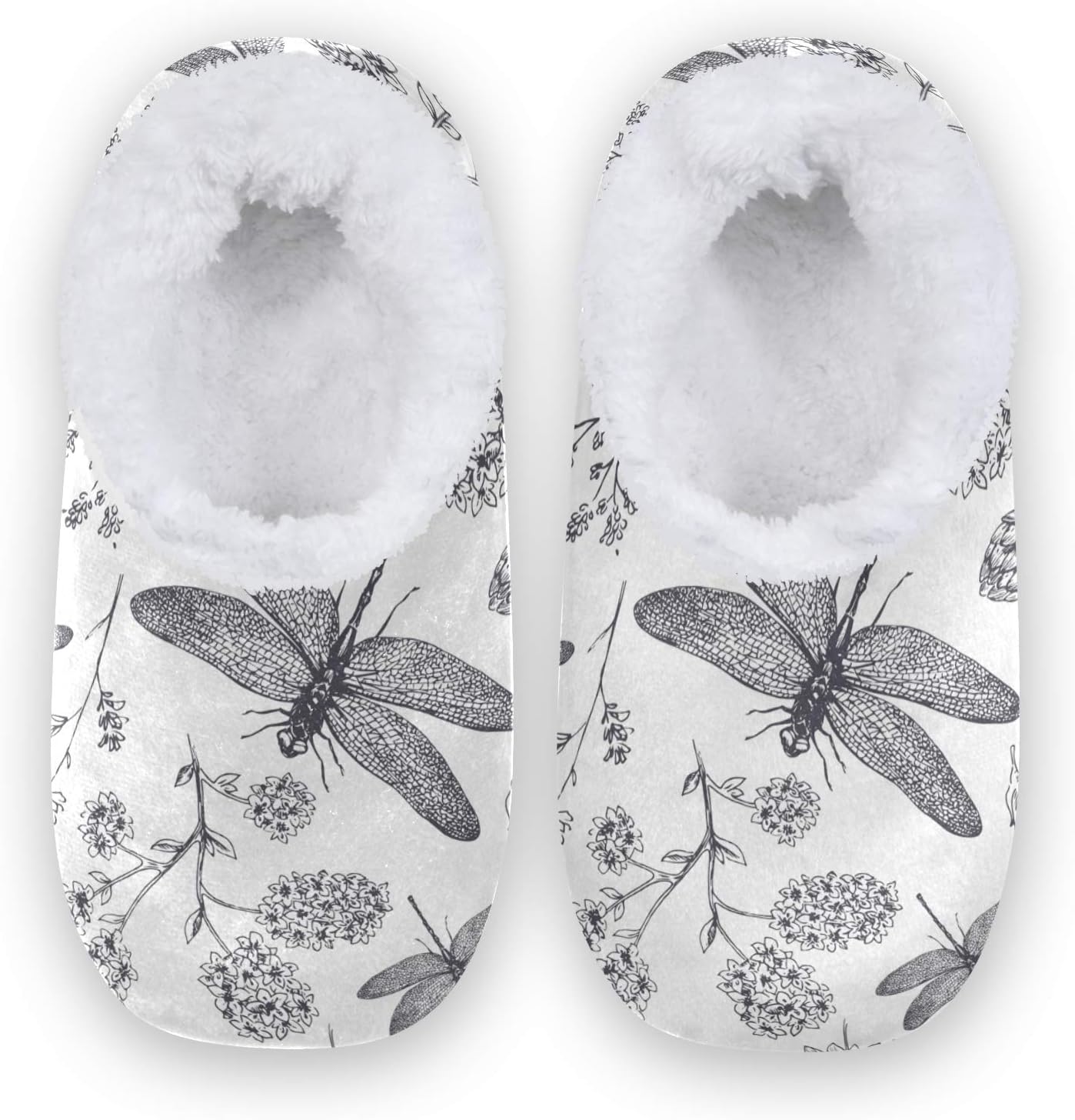 

Тапочки с тропическим цветочным узором и стрекозой Qmxo для женщин и мужчин, женские коралловые флисовые домашние тапочки, носочки-тапочки с мягкой подошвой для дома, нескользящие Hmzxz, Multicoloured