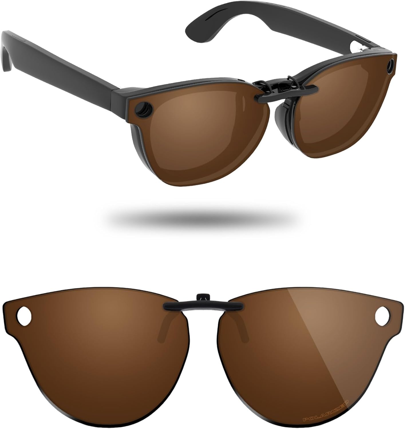 

Поляризованные солнцезащитные очки-клипсы для Ray-Ban Meta Skyler RW4014 (Gen 2) 52 мм - защита от УФ-излучения - универсальный размер для мужчин и женщин Fiskr, Amber Brown