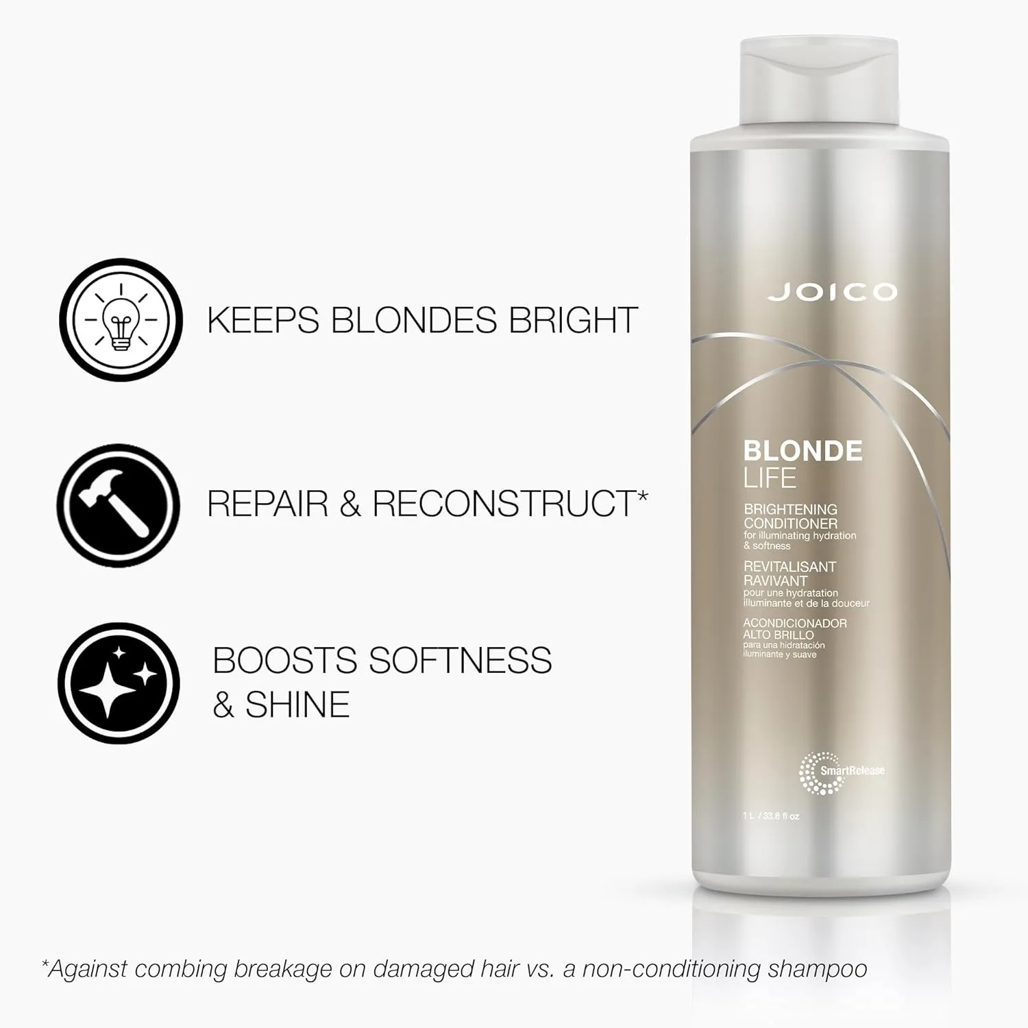 Осветляющий шампунь и кондиционер Joico Blonde Life | Для светлых волос | Придает мягкость и гладкость | Без сульфатов | Обогащен маслом монои и таману 2000 мл (1 шт.) — фото 4