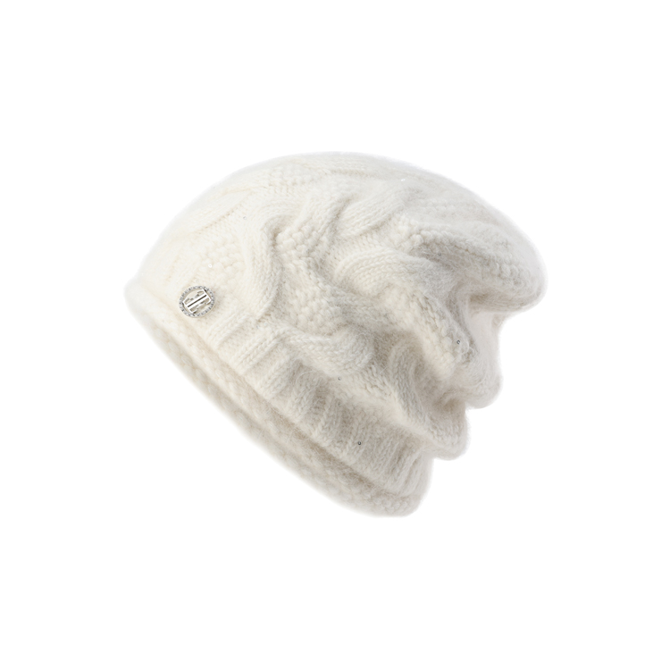 

Шапка-бини из кроличьего меха и шерсти для женщин ELLE, pearl белый