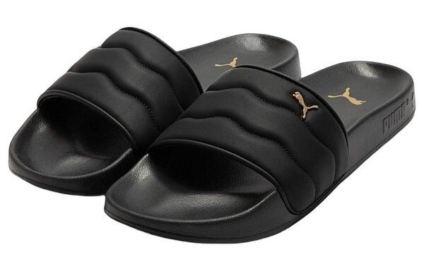 Тапочки lead cat 2.0 puffy 'black metallic gold' Puma, черный — фото 4