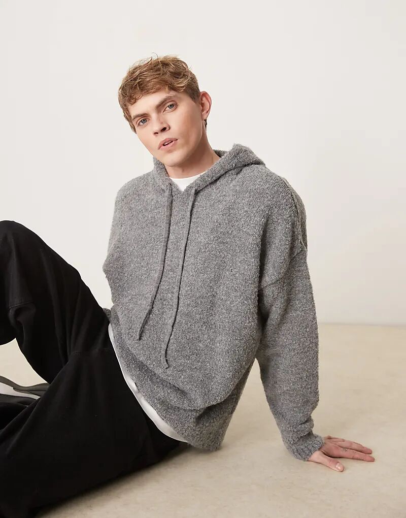 

Толстовка свободного кроя с фактурной вязкой свободного покроя в цвете Stone - STONE ASOS DESIGN