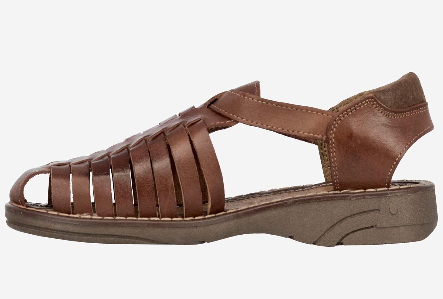 Men's 450 Rustic Cognac All Real Leather Mexican Buckle Huaraches Closed Toe Cowboy Professional — фото 2