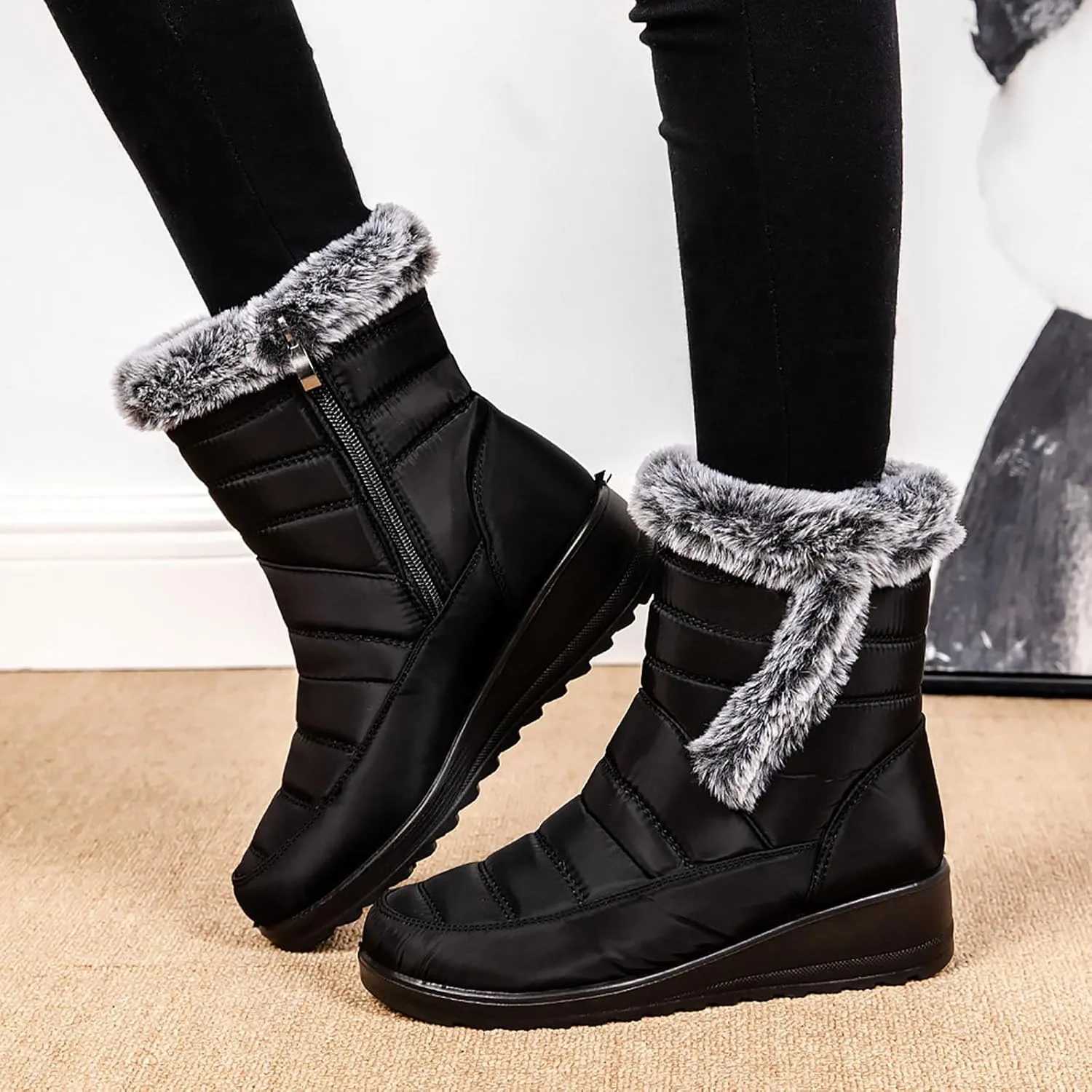 Мужские зимние ботинки Generic Snow Boots, мужская зимняя обувь, ботинки на платформе, нескользящие, очень широкие, износостойкие, практичные, модные, теплые Generisch, черный — фото 2