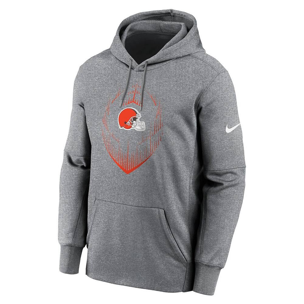Мужской пуловер с капюшоном Nike Heather Grey Cleveland Browns Icon Performance, цвет Brn Grey — фото 3