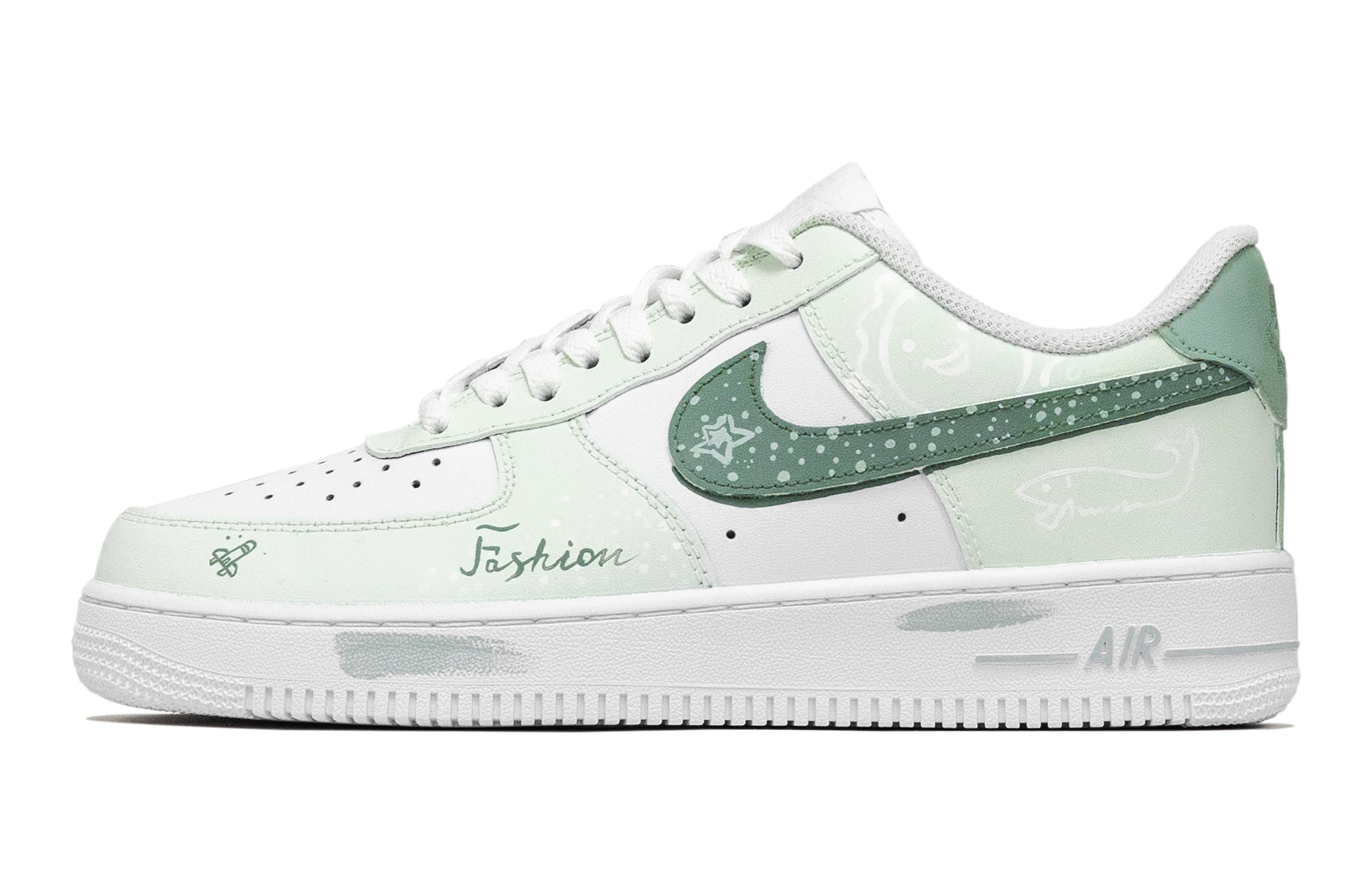 

Nike Кроссовки Air Force 1 "Рыба, прыгающая сквозь прозрачные волны", износостойкие, низкие, мужские, зеленые