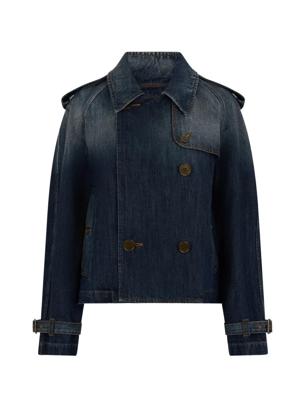 Куртка BURBERRY, джинсовая, укороченная, синий