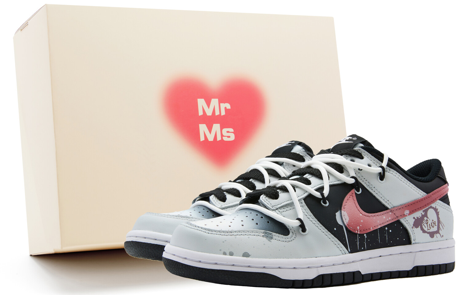 

Кроссовки Nike Dunk Skateboarding Shoes Women's Low-top Grey/pink/black, серый/розовый