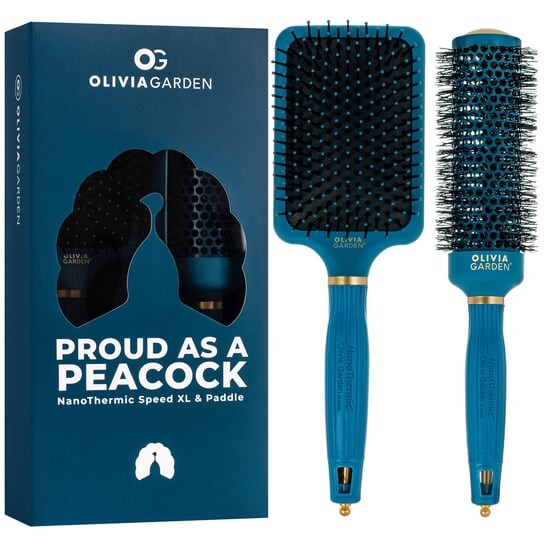 

Набор расчесок Peacock Paddle Brush + Speed ​​XL 44 мм Olivia Garden