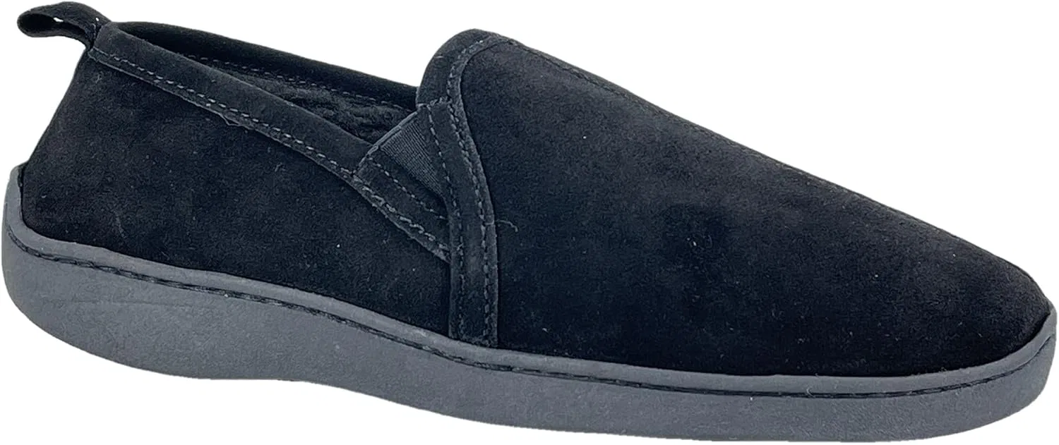 Тапочки из замши и кожи с мехом, Clarks, черный