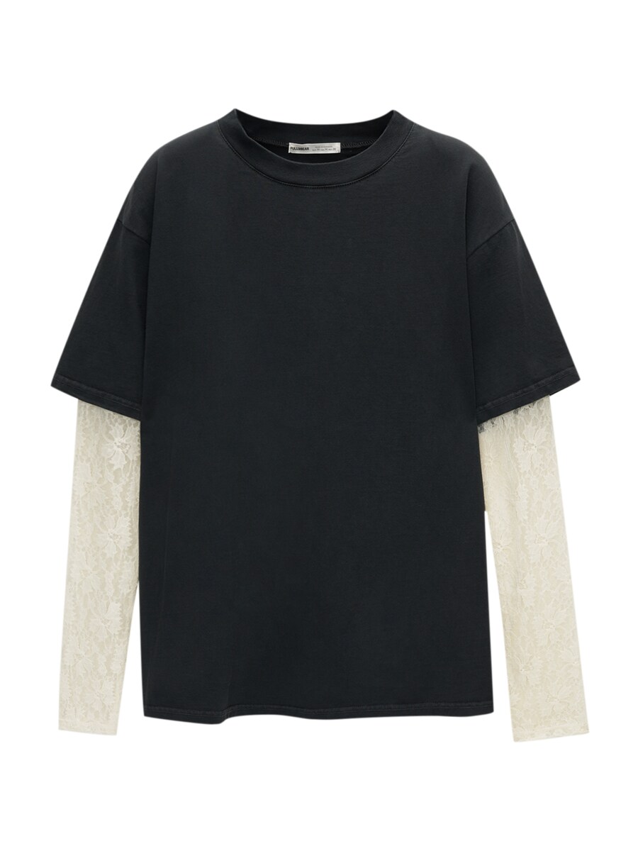 

Лонгслив Pull&Bear Shirt, антрацит