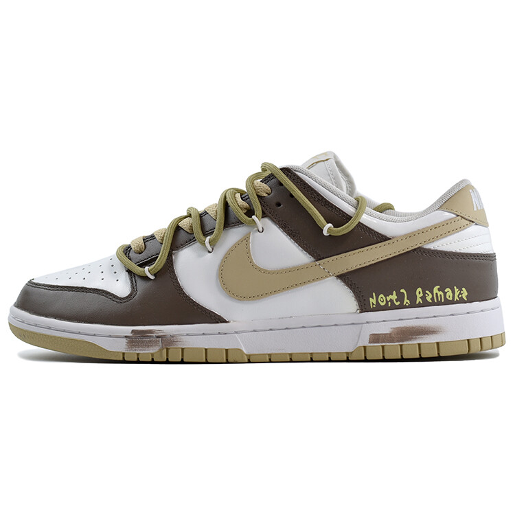 

Кроссовки Nike Dunk Skateboarding Shoes Men Low-top Brown/Grass Yellow, цвет Coffee
