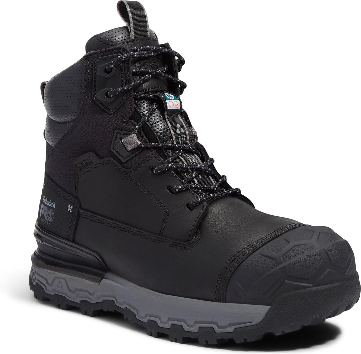 Мужские ботинки Timberland PRO 6 Boondock Ultralight с композитным носком, водонепроницаемые и противоскользящие, черный/серый — фото 2