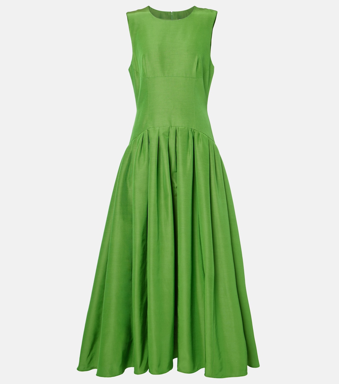 

Платье макси из хлопковой смеси с плиссе Carolina Herrera, Lawn Green