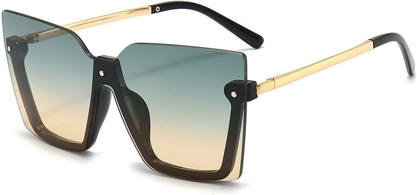 

Винтажные солнцезащитные очки в полуободковой квадратной оправе «кошачий глаз» 2021 года для женщин/мужчин, увеличенного размера, цельные, с градиентным переходом цвета COTIA, Green Yellow