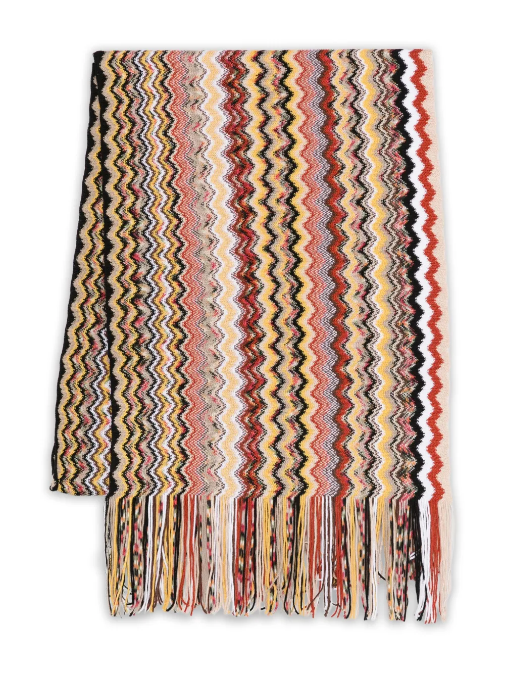 

Шарф с бахромой и зигзагообразным узором Missoni, нейтральный