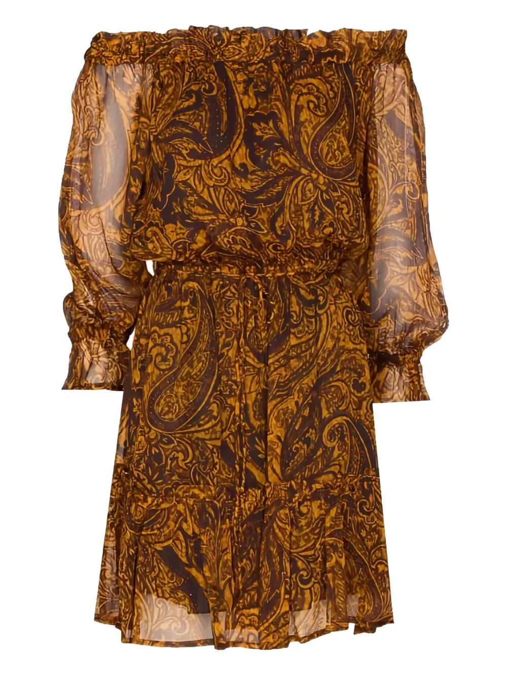 

Платье миди с открытыми плечами и узором "пейсли" Pinko, желтый