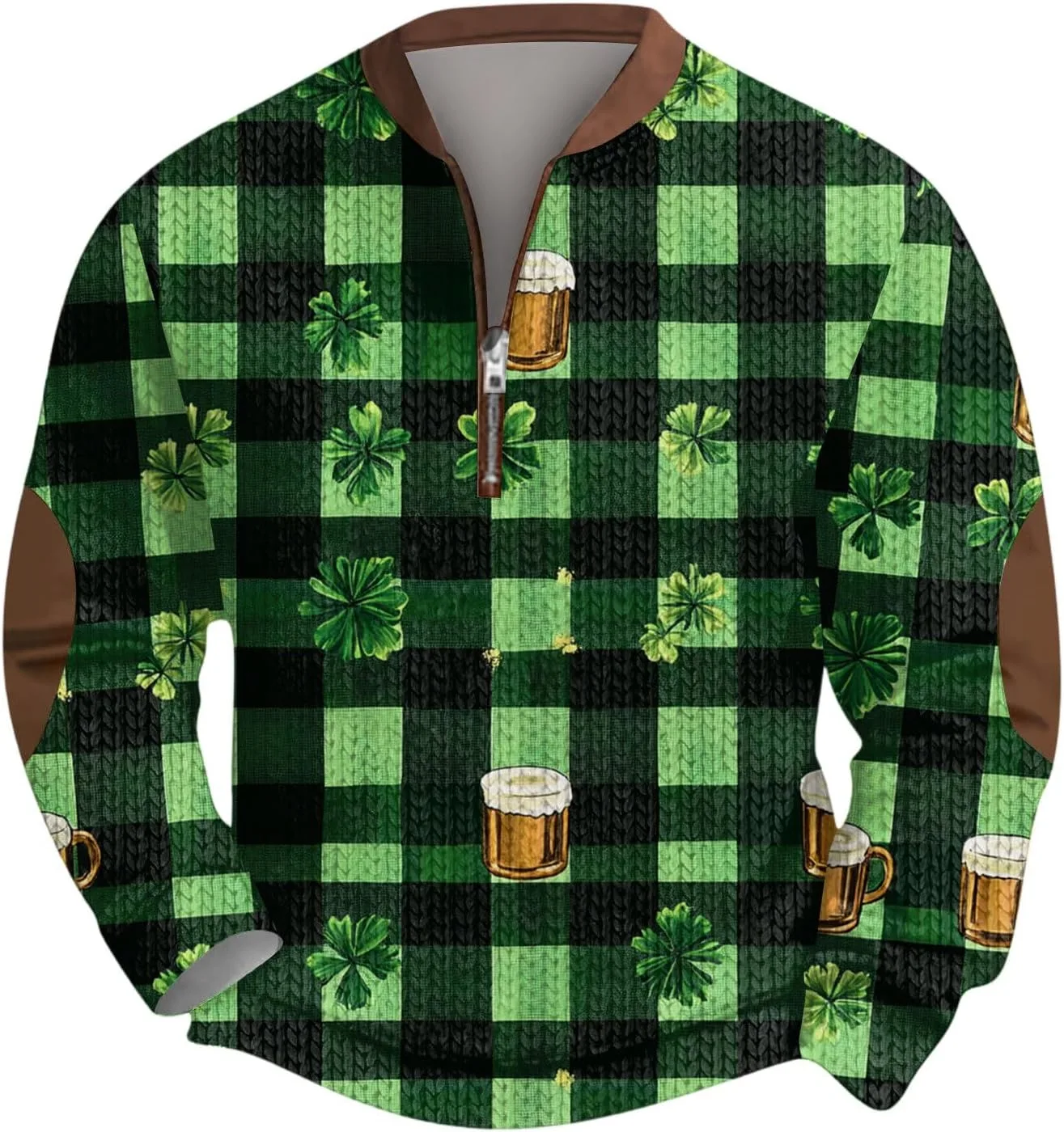 

Свитшот St Paddys Day мужской 2026 Green Long Sleeve с принтом Shamrock Clover