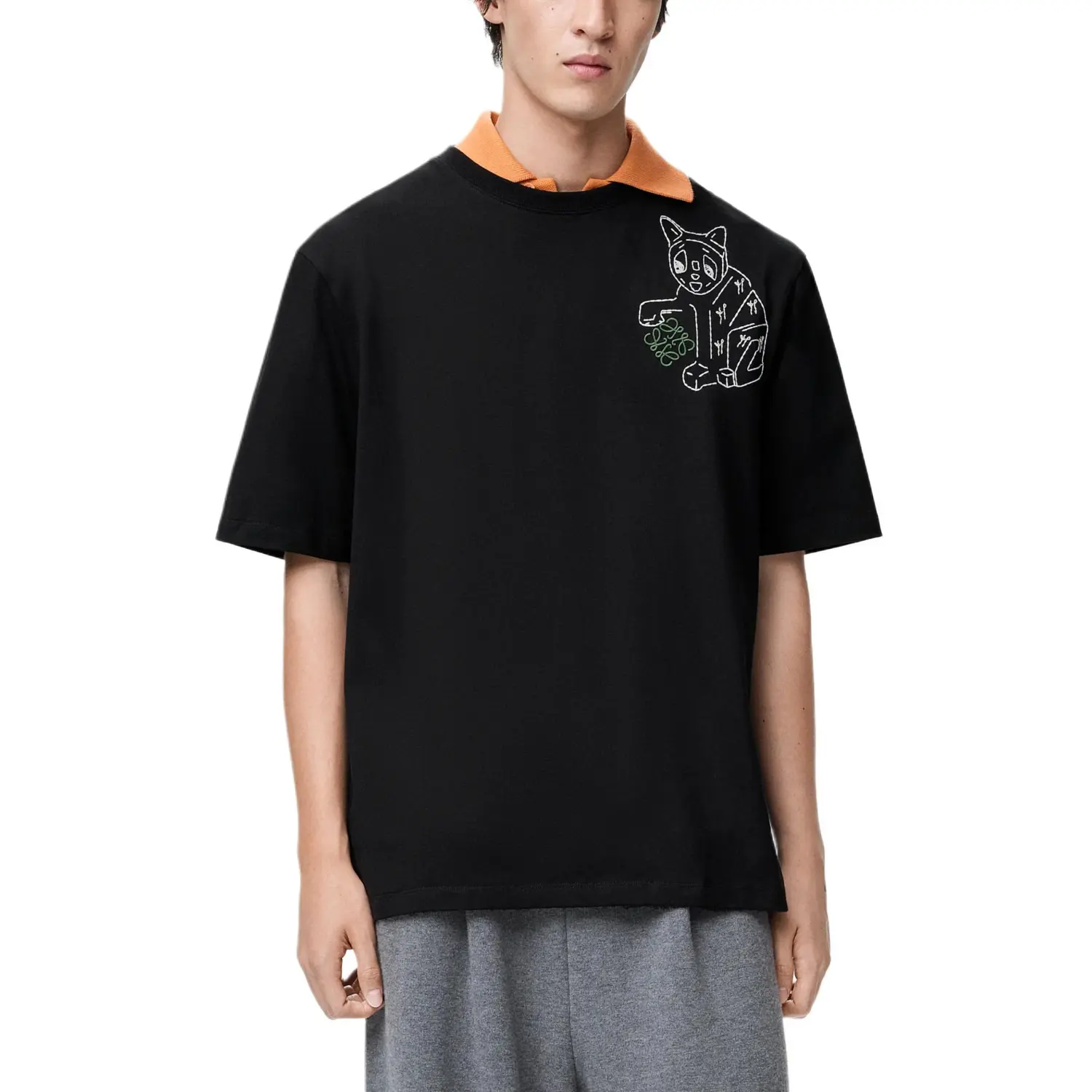 Футболка Loewe Loose Fit Lucky Cat, черный