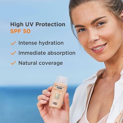 Fusion Water Color Spf 50 Тонированный ежедневный солнцезащитный крем для лица 50 мл, средний, Isdin — фото 3