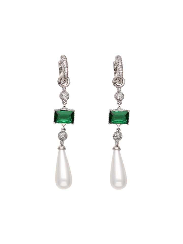 

Faina Женские висячие серьги серебристого, зеленого и белого цвета