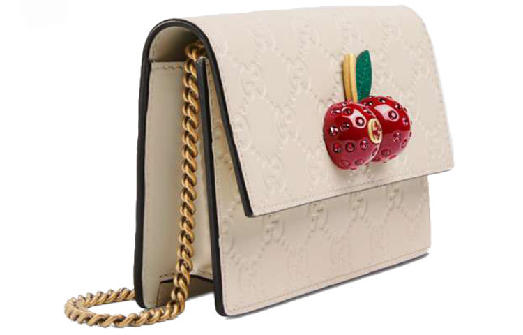 GUCCI Миниатюрная кожаная сумка через плечо белая — фото 4